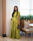 Short Sleeve Ruched Solid Maxi Dress GFXI-fx1158
