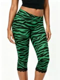 Zebra Stripe Lace Patchwork Seventh Pants GNJF-Z002