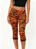 Zebra Stripe Lace Patchwork Seventh Pants GNJF-Z002
