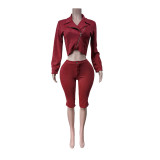 Long Sleeve Zipper Two Piece Pants Set MEM-88732