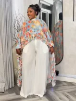 Fashion Printed Shawl Cape Long Shirt GFXI-fx996