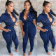 Fashion Single Breasted Denim Jumpsuit GHKC-W8219