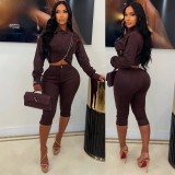 Long Sleeve Zipper Two Piece Pants Set MEM-88732