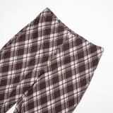 Plaid Printed Long Sleeve Two Piece Pants Set MXBF-J26ST431