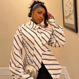 Long Sleeve Stripe Tie Up Shirt GANY-LB3259