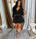 Plus Size Fashion Denim Zipper Two Piece Skirts Set GAKF-A50814