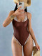 Color Block Patchwork Sling One Piece Swimsuit CASF-6846
