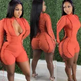 Solid Color Patchwork Long Sleeve Romper GAKF-YM0804