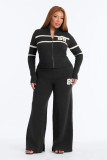 Stripe Color Block Knits Two Piece Pants Set YMEF-59129