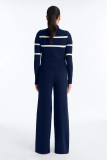 Stripe Color Block Knits Two Piece Pants Set YMEF-59129