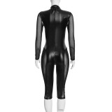 See Through Mesh Long Sleeve Jumpsuit MXBF-J26JP470