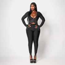 Tassel Long Sleeve Top Two Piece Pants Set MXBF-D26ST405