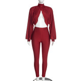 Bat Sleeve Hollow Out Top Two Piece Pants Set GDSF-D26ST430
