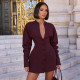 Solid Color Long Sleeve Ruched Mini Dress GSZM-J26DS463