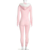 Solid Color Sport Long Sleeve Jumpsuit GDSF-D26JP427