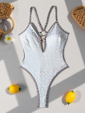 Printed Halterneck Backless One Piece Swimsuit CASF-6834