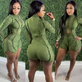 Solid Color Patchwork Long Sleeve Romper GAKF-YM0804