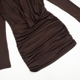Long Sleeve Mesh Patchwork Mini Dress GDSF-Q26DS263