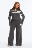 Stripe Color Block Knits Two Piece Pants Set YMEF-59129