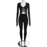 Tassel Long Sleeve Top Two Piece Pants Set MXBF-D26ST405
