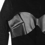 See Through Mesh Long Sleeve Jumpsuit MXBF-J26JP470