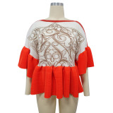 Printed Flare Sleeve Loose Mini Dress YF-11142