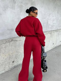 Long Sleeve Zipper Coat Two Piece Pants Set YMZY-56167