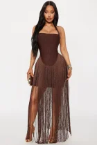 Off Shoulder Tassel Tube Top Dress GKYS-2630