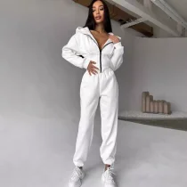 Zipper Long Sleeve Hooded Sweatshirt Sport Pants Suit GLXF-C56105