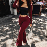 Solid Color Long Sleeve Three Piece Pants Set GZJQ-K6S21381A
