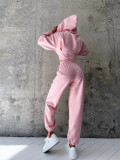 Zipper Long Sleeve Hooded Sweatshirt Sport Pants Suit GLXF-C56105