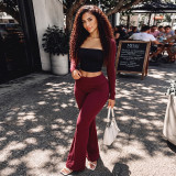 Solid Color Long Sleeve Three Piece Pants Set GZJQ-K6S21381A