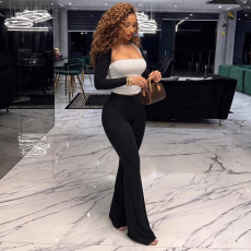 Solid Color Long Sleeve Three Piece Pants Set GZJQ-K6S21381A