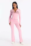 VIP1 Letter Printed Long Sleeve Coat Pants Suit GKYS-2641