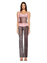 Lace Leopard Printed Sling Vest Two Piece Pants Set SHD-8136