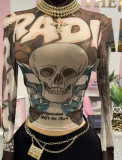 Mesh Printed Long Sleeve T Shirt GFCF-1637