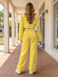 Solid Color Long Sleeve Zipper Two Piece Pants Set MIL-343
