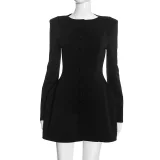 Solid Color Long Sleeve Mini Dress GSZM-C26DS427