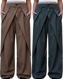 Loose Ruched Stripe Wide Leg Pants QODY-Y6081T