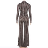 Long Sleeve Stripe Two Piece Pants Set GZJQ-K6S21939A