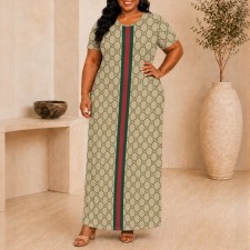 VIP1 Plus Size Printed Short Sleeve Dress YIM-BB170