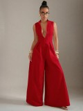 Sleeveless Zipper Solid Color Loose Jumpsuit GQLK-0827