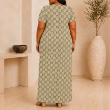 VIP1 Plus Size Printed Short Sleeve Dress YIM-BB170