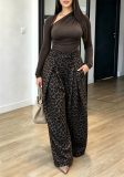 Leopard Printed High Waist Pants QODY-6082