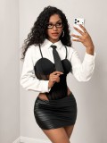 Long Sleeve False Two-piece Bodysuit GHYX-TXY5622