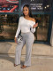 Slash Shoulder Long Sleeve Two Piece Pants Set YWXS-K26L3053