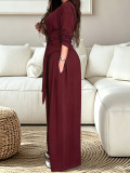 Solid Color Tie Up Loose Two Piece Pants Set MIL-L423