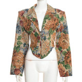 Casual Printed Long Sleeve Zipper Coats GSZM-D26TP385