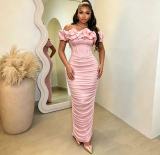 One Shoulder Mesh Sleeveless Evening Dress GADE-96111