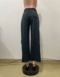 Loose Ruched Stripe Wide Leg Pants QODY-Y6081T